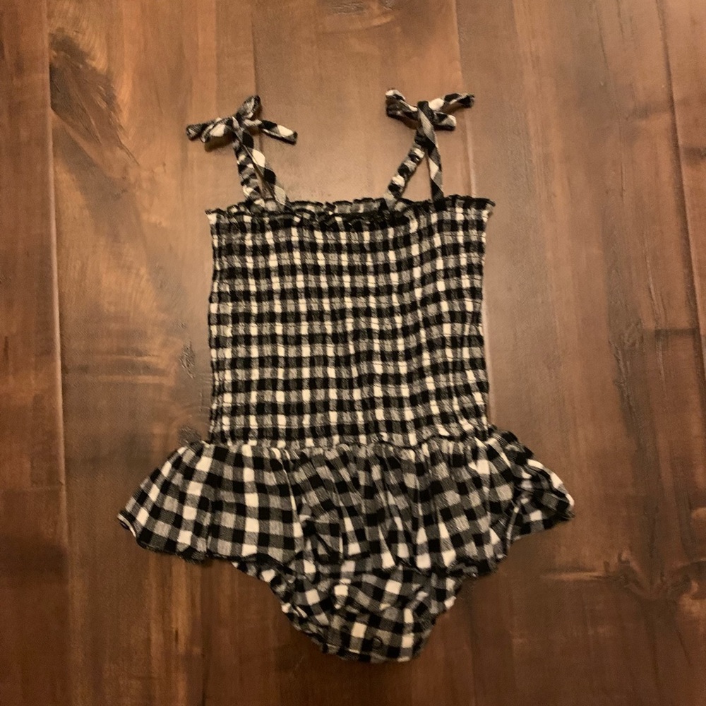 Toddler Gingham One Piece Black and White Dress